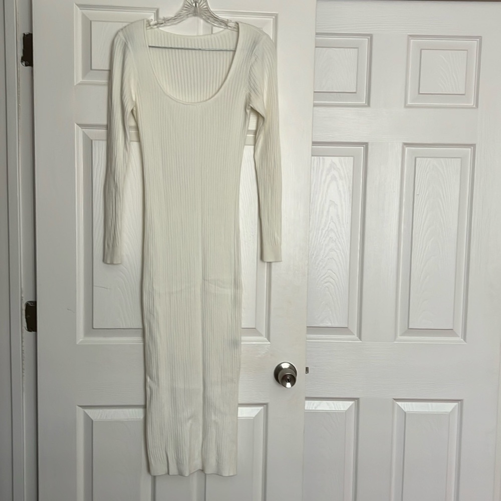 SHEIN White Ribbed Midi Dress S